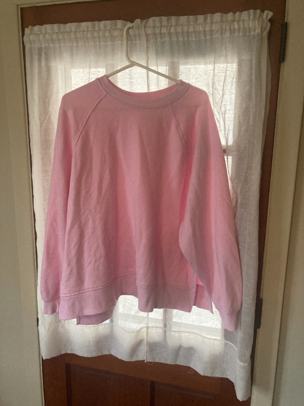 Aerie Pink Oversized Waffle Knit Pull Over Sweatshirt Size Medium